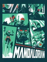 Star Wars The Mandalorian Ahsoka IG-11 Grogu Lithograph Art Print 18x24 NEW