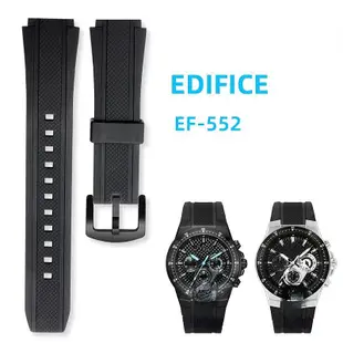 Yifilm 矽膠錶帶卡西歐 EDIFICE 系列 EF-552PB-1A2 錶帶 EF552 手鍊耐用皮帶橡膠黑色腕帶