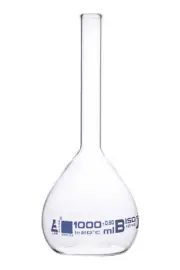 Eisco Labs 1000ml Volumetric Flask with Rimmed Neck - Borosilicate Glass