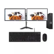 Dell 7050 Bundle Micro Desktop i5-6500T 2.5GHz 8GB SDD+HDD Dual 24" Monitor - Refurbished