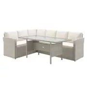 Ballena 6 Seater Wicker Outdoor Sofa Dining Furniture Set Warm Grey/Light Beige
