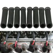 8PCS 2500° BLACK CAR SPARK PLUG WIRE BOOTS HEAT SHIELD PROTECTOR SLEEVE SBC BBC