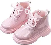 [Maeau] Boots for Baby/Children, Girls and Boys, Autumn, Winter, Lace-Up Boots, Fashion Patent Boots with Side Zip, Waterproof Non-Slip Boots, Sequin Ankle Boots, EU 21-30