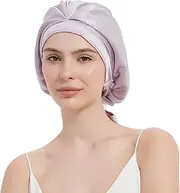 RachelSilk 100% Mulberry Silk Sleep Cap, Grade 6A 19 Momme Silk for Women Hair Care, Silk Night Bonnet with Elastic Stay On Head, Silk Cap after Shower, for Small -Medium Head Size (Lavender)