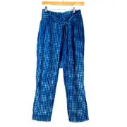 Mauve Women 4 High Rise Gingham Pants Blue Black Checkered Preppy Casual