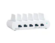 Oxhorn PoverDelivery150W 5 Port (A+C) Fast Charging Dock with build-in rack5 Port USB-A USB-C PD3.0 QC4.0 PPS 100-240V AC input White NB-PD150D