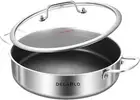 Tri-Ply Stainless Steel Saute Pan 6 Quarts Deep Frying Pan, 12 Inch Induction Co