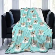 Blanket Blue Koala Throw Blanket for Sofa Bed Couch Soft Warm Microfiber Fluffy Picnic Blanket Fleece Blanket Gifts for Women Kids Teens Adults 150x200cm