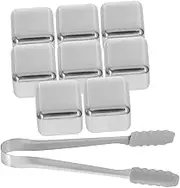 LABRIMP 1 Set Reusable Stainless Steel Ice Cubes Metal Chilling Stones with Tong for Whiskey Cocktails and Beverages Cool Entertaining and Everyday Use