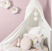 Posh Winkles Princess Bed Canopy for Girls Room with pom poms White MSRP $39.95