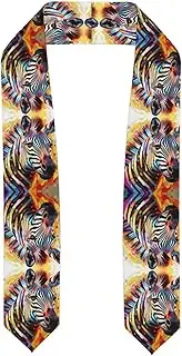 [SKKNT] Abstract Animal Zebra Print Graduation Shawl Stole For Academic Commencements Honor Sash Congratulations Gift, Flattened, One Size