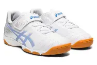 在飛比找Yahoo!奇摩拍賣優惠-【登瑞體育】ASICS 兒童足球運動鞋 白x粉藍/足球鞋/耐