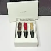 Coach Leather Wine Stoppers Set of 3 & Corkscrew Brand New Vintage 2013