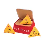 ZippyPaws Zippy Burrow Pizza Box Interactive Squeaker Dog Toy