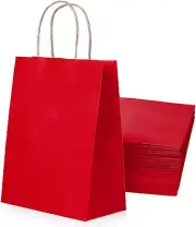 30 Pack Red Gift Bags Bulk Small Size Red Bags for Gifts Red Handle Bags Red Pap