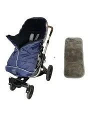 [Naturally Sheepskins] Combi Fleece Footmuff with removable Lambskin Liner in Navy/Grey