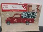 HOLIDAY STYLE Table Runner Red Pickup Truck w/ Tree- 13 x 68 inches NEW w TAGS