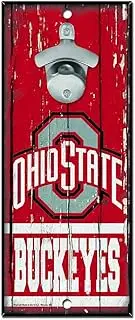 NCAA Ohio State Buckeyes 5x11 Wood Sign Bottle Opener, Team Colors, 5"x11"