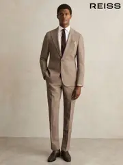 Reiss Brown Belmont Sb Single-Breasted Textured Blazer Slim-Fit With Wool (AR9630) | $670