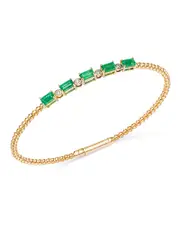 Bloomingdale's Fine Collection Emerald & Diamond Bangle Bracelet in 14K Yellow Gold