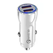 2 Pcs QC3.0 3.1A Car Charger for iPhone XR XS Max Xiaomi Huawei Mobile Phone - Quick Charge 3.0, Dual USB - White