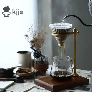 倒立咖啡站滴漏式咖啡機倒咖啡滴頭架倒咖啡滴頭可調節咖啡過濾器支架,帶木製底座