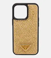 [Prada] Prada Embellished leather iPhone 13 Pro case One Size gold