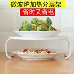 台灣最低價【好評榜】微波爐轉盤蒸架飯菜加熱分層託盤架可疊加圓形置物架微