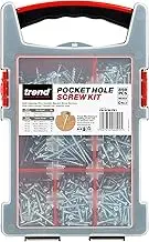 Trend Pocket Hole Screws for Hard & Softwoods, Assortment Pack of 850, Self-Tapping Zinc Coated Square Drive Screws in Carry Case, PH/SCW/PK1