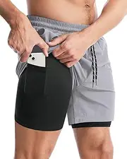 [Aolesy] Men’s 2 in 1 Running Shorts, Workout Gym Athletic Shorts for Men Quick Dry Lightweight Training Shorts with Pockets