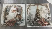Christmas Shabby Woodland Throw Pillow Covers Sofa/ Bed Set Santa Tree Rustic