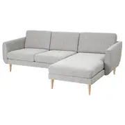 SMEDSTORP 3-seat sofa with chaise longue, Viarp/beige/brown birch