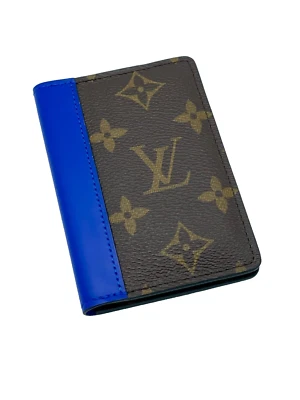 NWT Louis Vuitton LV Monogram Macassar Pocket Org/Wallet: Brown/Blue AUTHENTIC