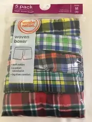 New Wonder Nation Boys Woven Boxer Underwear 5pair/pack Plaid 6/7