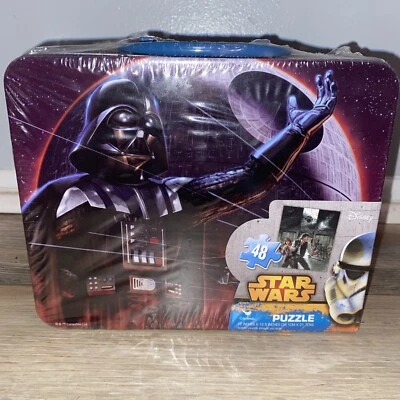 Disney Star Wars 48 Pc Puzzle Collect Metal Tin Lunchbox Darth Vader Han Solo