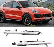 Compatible for Porsche Cayenne 2019-2021 Front LED Daytime Running Light Bumper Fog Light Turn Signal Car Accessories 9Y0941181 9Y0941182(Only Right style 1)