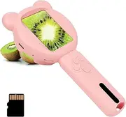 TINYLENS Bear Kids Microscope, Portable Microscope for Kids, Mini Digital Scope with 2.8" Screen, Educational Science Kit Birthday Gifts, Age 4-12, 16GB TF Card Included (Pink)