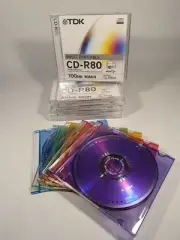 Verbatim Rewritable Blank CD-RW 5 Pk COLOURS Slim Case / TDK CD-R x 6