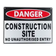 3x Safety Sign Danger Construction Site No Unauthorized Entry 200x300mm Build
