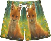 [RPLIFE] Boys Short Swim Trunks, Anti Chafe Swim Trunks Boys 2 T, Cute Fox