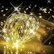 Led Fairy Lights Battery Operated, 10M 100LED Warm White Copper Wire Starry String Lights for Christmas, Parties, Wedding, Bedroom, Patio, Indoor, Home Decor (Batteries NOT Included)