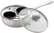 2 Cup Egg Poacher Non Stick Kitchenware Rust Resistant Stove Top Cooking Pan NEW