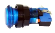 Blue Long Length Illuminated Arcade Game Push Button with microswitch, Jamma