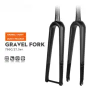 700C All Carbon Fiber Gravel Road Bicycle Fork Quick Release Thru Axle Bike Fork