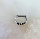 Black Crystal Clicker for Septum or Daith piercings. 16G. 8mm.