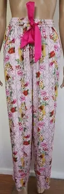 PETER ALEXANDER PJS SALE Womens Pink Bird Drawstring Pants Size XS/8 BNWT PJ