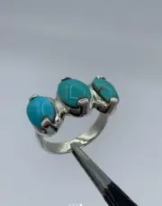 Original Nishapuri Feroza Three Feroza Ring Unique Ring Shia Lover Ring Silver