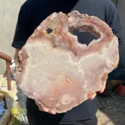 9.4lb Natural Pink Amethyst Geode Slab quartz crystal cluster Mineral Specimen