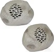 QLP952SLR-GR-2 Solar Bluetooth Enabled Rock Speaker, Audio for Pool, Deck, & Patio, 9" H, Gray, Set of 2