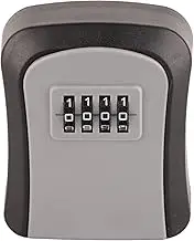 Small Combination Lock Box, Wall Mounted Key Lock Box with 4 Digit Password, Waterproof Key Storage Lock Box Support 5 Keys Capacity, Portable Security Case for Indoor Outdoor(SX01 Gray)